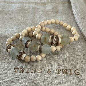 Twine & Twig Natural Beaded Bracelet Triple